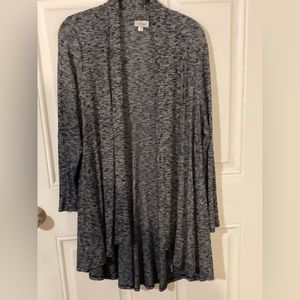 Navy blue marbled 14/16 Avenue open front lightweight sweater - slight high/low